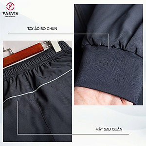 Bộ quần áo gió nam 2 lớp có mũ FASVIN BC24639.HN vải thể thao cao cấp lót vải thun hàng chính hãng