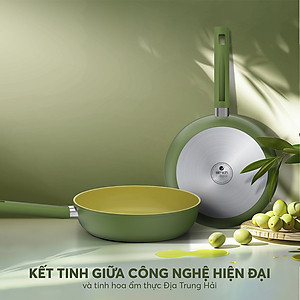 Chảo phủ sứ cao cấp Elmich Olive EL-5965OV nhiều size, Hàng chính hãng, dùng được mọi bếp - JoyMall