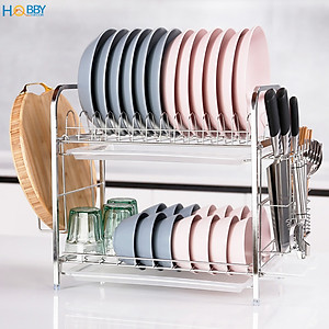 Kệ đựng chén bát 2 tầng Inox 304 cao cấp đa năng Hobby home decor KC2F