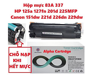 Hộp mực 337 dành cho Canon MF211, MF221D, MF215, MF241D LBP151dw MF 237W/ 247DW/ 211D/ MF212W/ MF221D/ MF241D/ MF215/ MF217W/ MF226DN/ MF229DW/ MF 236N/ MF244DW -83A CHO HP M125 125fw 125A M126 127 M127fw M201 Hàng chính hãng Alpha Cartridge