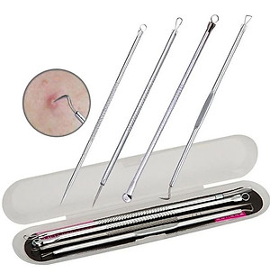Bộ 4 Cây Nặn Mụn Lấy Mụn Đầu Đen Tại Nhà Chuyên Nghiệp Bằng Kim Loại Cao Cấp