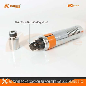 Bộ tô vít đóng đảo chiều cao cấp Kapusi JAPAN 12 chi, có mũi vít nhổ ốc gãy, vặn ốc vít hư toét