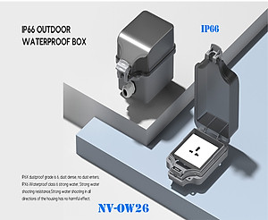 Ổ cắm điện ngoài trời chống nước IP66 Novalink NV-OW26 nhập khẩu chính hãng | Chuẩn IP66, 1 ổ cắm 3 chấu 16A