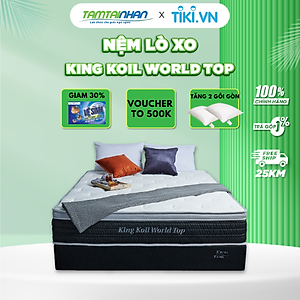 Nệm lò xo King Koil World Top_Sử dụng công nghệ Thêu Tên hoặc Thông Điệp_ Độ dày 30cm