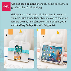 Giá đỡ sách, kẹp sách, đỡ điện thoại, ipad để bàn học Deli - Chống cận thị, chống gù lưng - Thiết kế thông minh tiện dụng dành cho bé - Màu xanh / màu hồng - 70531