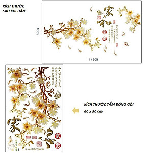 Decal dán tường Hoa mai thư pháp AmyShop DH082