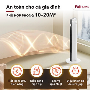 Máy sưởi gốm không khô da nhập khẩu FUJIHOME FH2000 điều khiển từ xa, quạt sưởi ấm mini hẹn giờ, tự động ngắt ,không phát sáng, không đốt oxi- Hàng nhập khẩu