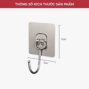 Móc Dán Tường Inox 304 Loại 1 Chân Chịu Lực Đến 20kg Kèm Miếng Dán Tráng Bạc Siêu Dính, Móc Dán Chịu Lực Loại Tốt