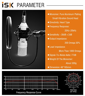 Micro thu âm ISK AT100 - Mic thu âm cao cấp hỗ trợ livestream, karaoke online - Sử dụng được trực tiếp với máy tính - Tương thích mọi loại soundcard - Lọc âm, chống ồn, chống nhiễu cực tốt - Giao màu ngẫu nhiên - Hàng nhập khẩu