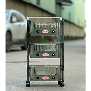 Kệ Nhà Bếp 3 Tầng Trong Suốt Hình Heo Có Bánh Xe Xịn Sò - Kệ Để Mỹ Phẩm, Đồ Trang Điểm Đa Năng - HÀNG CHÍNH HÃNG MINIIN