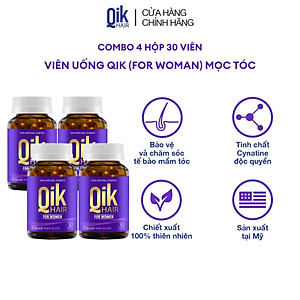 [Tặng Hộp 15v] Combo 4 Hộp 30v - Viên Uống Mọc Tóc Qik Hair For Women Ecogreen Giảm Rụng Tóc Cho Nữ