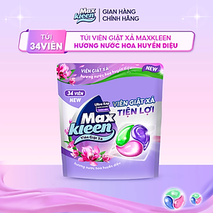 Túi Viên Giặt Xả MaxKleen 2 Trong 1 Hương Nước Hoa Huyền Diệu (34 viên/ túi)
