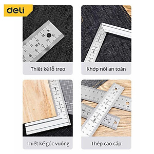 Thước Vuông Góc Kim Loại Deli Kích Thước 200mm - Sử Dụng Đo Đạc Trong Xây Dựng, Sửa Chữa Nhà Cửa - DL4034