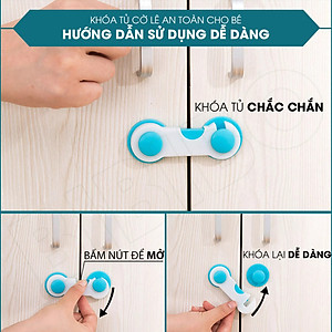 Combo 4 Khóa tủ lạnh, chốt an toàn tủ lạnh, ngăn kéo, tủ đồ. Khóa cửa tủ an toàn cho bé. Chất liệu nhựa cao cấp