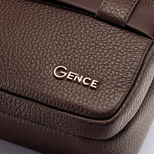 Ví Da Cầm Tay Clutch Nam Chính Hãng GENCE RB09 Da Bò Khóa Vân Tay Cao Cấp Màu Nâu