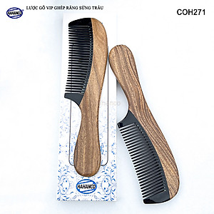 Lược Gỗ Thơm Ghép Răng Sừng Đen Cao Cấp HAHANCO (Đủ Mẫu) Kiểu Dáng Châu Âu- COH271