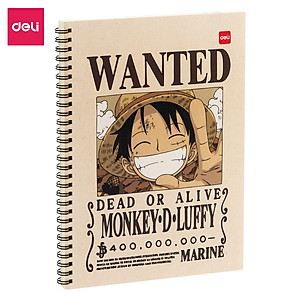 Sổ tay ghi chép gáy xoắn kẻ ngang A5 B5 60 trang hình Vua cướp biển One Piece Deli - Phù hợp học sinh văn phòng - Mẫu ngẫu nhiên - EN004