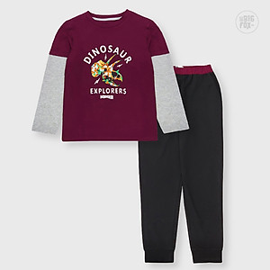 Bộ bé trai thu đông BIGFOX - MISS MEOW size đại, bộ dài tay cho bé hình in khủng long cỡ trẻ em 3-11 tuổi 11 - 37 kg