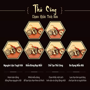  Móc Khóa 12 Con Giáp Phong Thủy Treo Chìa Khóa Bằng Đồng Xu Ngũ Đế Xe Hơi, Xe Máy 2023 Tết Quý Mão Legaxi