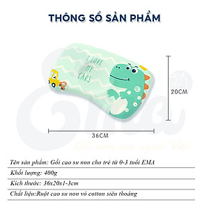 Gối cao su non trẻ em thiết kế công thái học cho bé từ 1-6 tuổi - Hàng cao cấp với ruột gối đục lỗ thoáng khí