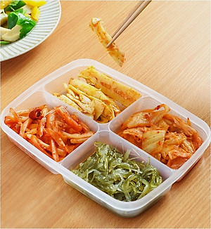 Khay đựng thực phẩm chia 4 ngăn có nắp đậy Nakaya 710ml hàng Made in Japan #K154
