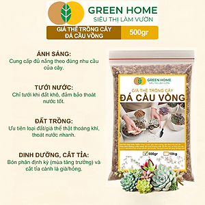 Đá Cầu Vồng Trồng Sen Đá GreenHome, Bao 500GR, Kích Rễ, Đậm Màu, Thoát Nước Tốt, Trộn Đất, Rải Bề Mặt Đều Tốt