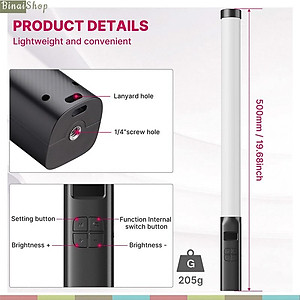 Ulanzi VL119 RGB - Đèn LED Cầm Tay, Dải Nhiệt Màu Rộng, Hỗ Trợ 20 Hiệu Ứng Cho Youtube,  Phát Trực Tiếp, Review Sản Phẩm- Hàng chính hãng