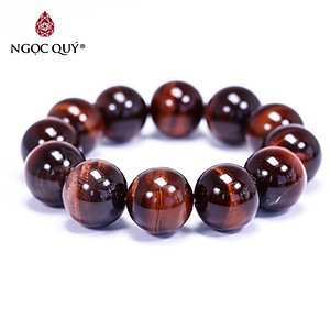 Vòng tay đá thạch anh mắt hổ nâu đỏ size hạt 18mm mệnh hỏa, thổ - Ngọc Quý Gemstones