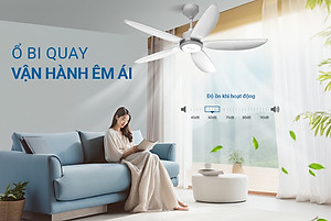Quạt Trần Sunhouse Apex 5 cánh APF-7662 APF-7663, công suất 57W, cánh quạt sải rộng, điều khiển từ xa, Hàng chính hãng