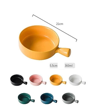 Bát Sứ Có Tay Cầm - Thố Sứ Cao Cấp Đường Kính 15cm Hàng Loại 1 Dùng Được Lò Vi Sóng, Lò Nướng - hàng Loại 1 - Chính Hãng MINIIN