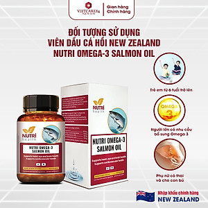 Viên Dầu Cá Hồi New Zealand Nutri Omega-3 Salmon Oil 60 Viên | Hỗ Trợ Sức Khỏe Mắt, Não, Tim - Nhập Khẩu Chính Hãng