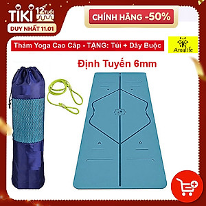 Thảm Yoga Định Tuyến TPE 2 Lớp Cao Cấp Amalife + Bao Thảm + Dây Buộc (Màu Ngẫu Nhiên)