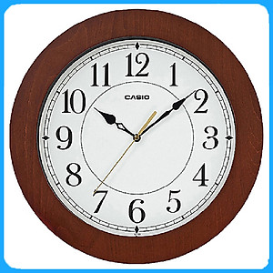Đồng Hồ Treo Tường Casio IQ-133-5DF Vỏ Gỗ,  Kim Trôi Im Lặng