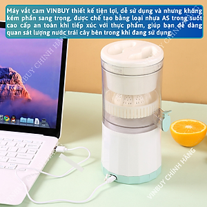 Máy vắt cam tự động, máy ép cam, máy ép hoa quả đa năng nhỏ gọn dung tích lớn, pin sạc không dây tiện lợi di chuyển - Hàng chính hãng - VinBuy