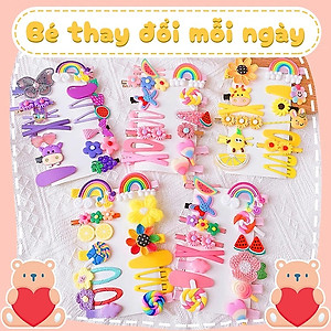Set 14 kẹp tóc mái nhiều màu dễ thương cho bạn gái