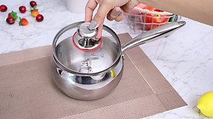 Quánh táo inox 304 đúc liền khối 14cm vung kính – SKM3844 - hàng xuất Nhật