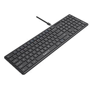 Bàn phím văn phòng có dây HAVIT KB252 Full-size 108 phím Cổng USB 1.5m Đen Hàng Chính Hãng