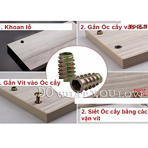 ỐC CẤY CÓ TAI  BỊCH 50 CON -TÁN CẤY GỖ -ỐC CẤY GỖ CÓ VÀNH -SÒ SẮT CÓ VÀNH M4 x10