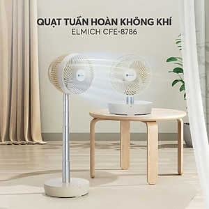 Quạt sạc tuần hoàn không khí Elmich CFE-8786, dung lượng pin lớn, hoạt động liên tục tới 10h, tạo nên luồng gió mạnh,  di chuyển linh hoạt 90° theo chiều ngang tạo luồng gió đa chiều, làm mát nhanh, dễ chịu - Hàng chính hãng