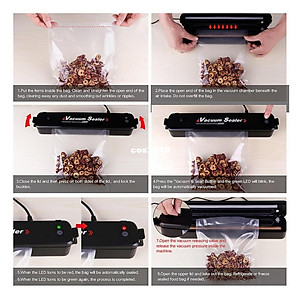 Máy Hút Chân Không thực phẩm hàn miệng túi Vacuum Sealer dùng cho gia đình, hút khỏe, hết khí + Tặng 10 túi - Hàng nhập khẩu