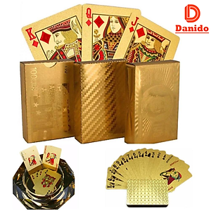 Bộ bài tây PVC mạ vàng 24k cao cấp, Bộ bài Poker mạ vàng chất liệu đàn hồi chống thấm nước - Hàng chính hãng D Danido