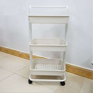 Giá (Kệ) đa năng 3 tầng Nhà của mẹ có bánh xe, có tay cầm, chất liệu khung sắt, khay nhựa - màu sắc giao ngẫu nhiên- Hàng chính hãng