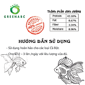 Thức ăn Cá Bột, Cá Thủy Sinh GREENABC - Protein 40 giúp tăng size, tăng màu - Hộp 200g