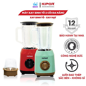 Máy xay sinh tố giá tốt KIPOR KP-S206 - Hai cối đa năng đa chế độ - Bảo vệ tự ngắt chống quá tải - Lưỡi dao inox siêu bền - Hàng chính hãng