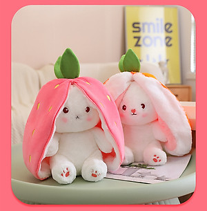 Gấu bông thỏ cà rốt 2 in 1, thú nhồi bông dâu cosplay cao cấp