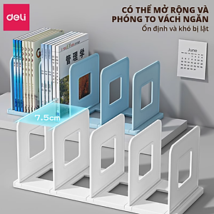 Giá Đựng Sách Để Bàn Deli - Kệ Chia 4 Ngăn Văn Phòng Học Sinh Sinh Viên - Chặn Sách Nhiều Ngăn Giúp Sắp Xếp Tài Liệu