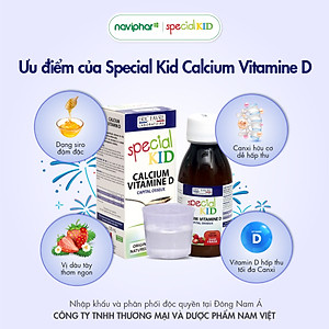 TPBVSK Special Kid Calcium Vitamin D - Bổ sung Canxi và Vitamin D giúp xương, răng chắc khỏe - Giúp con cao lớn hơn (125ml) [Siro – Nhập khẩu Pháp]