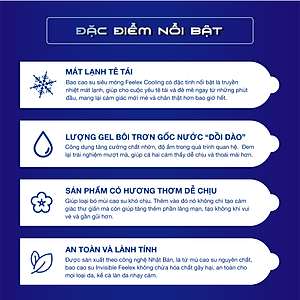 Bao cao su nam Feelex xanh Cooling, mỏng, nhiều gel bôi trơn, cảm giác mát lạnh - Hộp 10 bcs