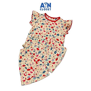 Bộ quần áo ngắn bé gái họa tiết hoa Lệ Xuân đỏ cotton - AICDBGIFMTJM - AIN Closet