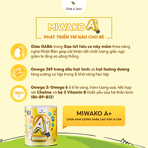Sữa Miwako A+ Sữa Hạt Cho Bé Tăng Chiều Cao Ngủ Ngon Phát Triển Thông Minh, Sữa Không Đường 700g Vị Vani x2 Hộp - miwako